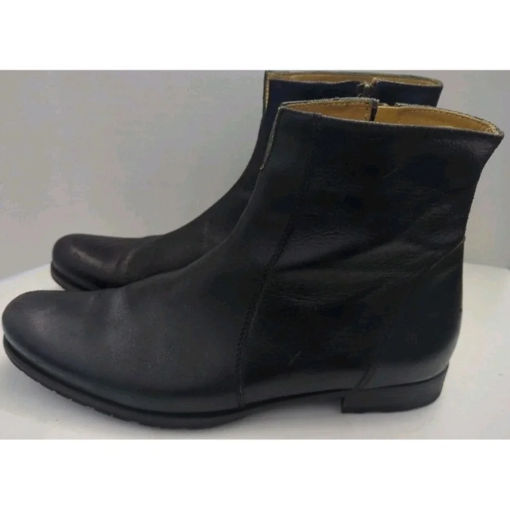 Billy‎ Reid Men Black Ankle Chukka Moto Boots Side Zip Handmade Italy 7.5-8 READ
